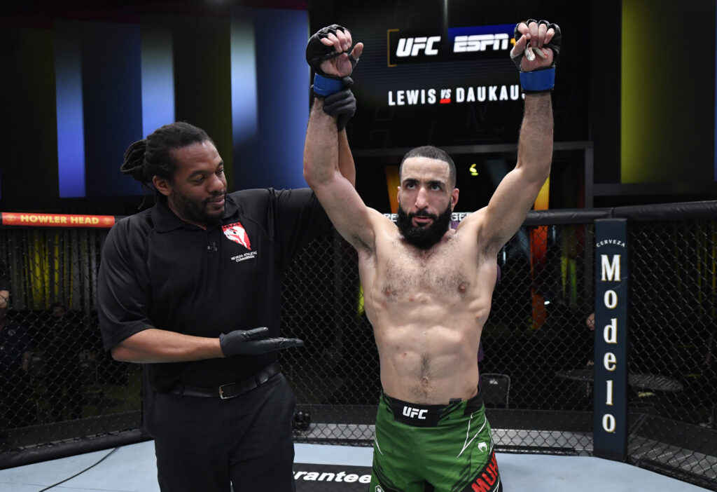 Belal Muhammad reacts after defeating Stephen Thompson